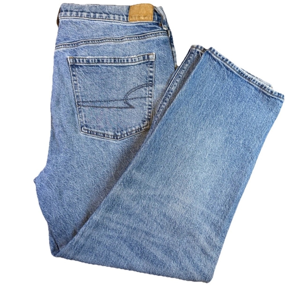 American Eagle Women's Size 16 Super High-Rise Ankle Straight Jeans Light Wash